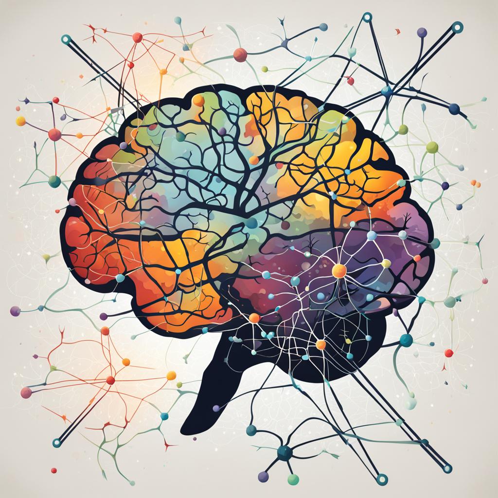 Colourful illustration of a brain with paint splats in the shape of firing neurons.