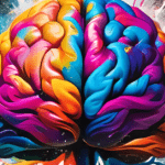 Feature Photo for the article 10 Fascinating Facts About Art from Neuroscience featuring a colourful brain on a background of paint splatters